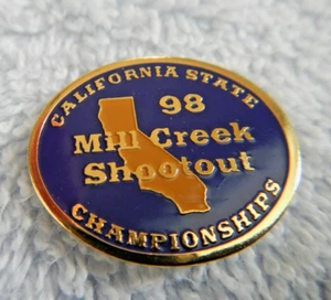 HAT LAPEL PIN - CALIFORNIA STATE CHAMPIONSHIPS - MILL CREEK SHOOTOUT 98 - COWBOY - Picture 1 of 7