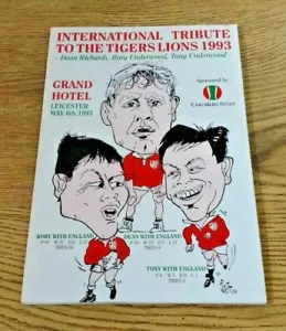 Menú de cena de rugby firmado Tribute to Leicester's British Lions 1993 - Imagen 1 de 3