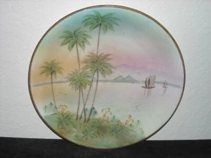 Vintage Hand Painted Nippon Plate #1 Nile River Scene Palm Trees Pyramids - Picture 1 of 2