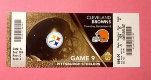 2011 Pittsburgh Steelers Cleveland Browns NFL Football Tickt Myles Chubb TJ Watt - Picture 1 of 4