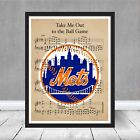 Framed New York Mets Logo Take Me Out to Ball Game Sheet Music Print Art Gift 