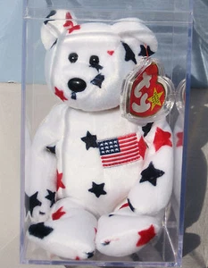 Ty 1998 Beanie Baby GLORY American Patriotic Bear PE China COMO NUEVO en exhibición - Imagen 1 de 4