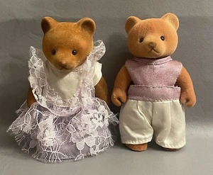 1988 Sylvanian Forest Bärenwald Bears Bride & Groom by Simba Vintage Calico - Picture 1 of 10