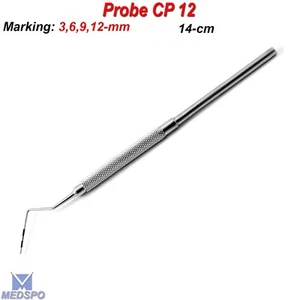 Sonda Dental CP 12 3-6-9-12mm Medición Perio Diagnóstico Dentistas Instrumentos CE - Imagen 1 de 5