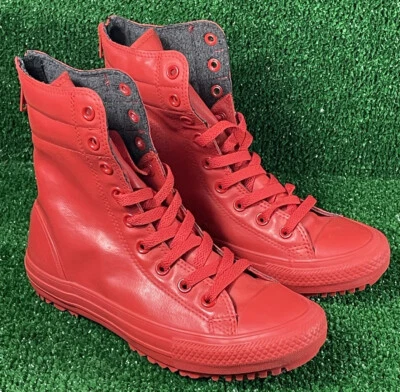 Bota de moda Converse Chuck Taylor para mujer de tiro alto roja de goma 549592C talla 7 Foto 1 de 4