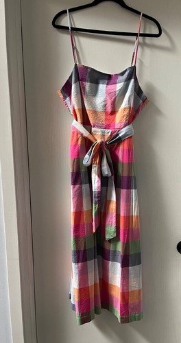 Abito midi donna taglia XL XLarge a quadri con cravatta in vita Kate Spade NY x Target