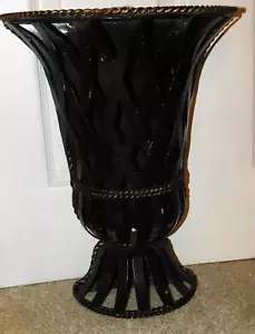 GROSSE SCHWARZE METALL KORBGEFLECHT WANDMONTAGE FREISTEHEND URNE STAB STÄNDER PFLANZGEFLECHT - Bild 1 von 6