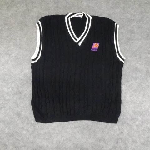 Phoenix Suns Sweater Vest XXL Cable Knit Terry Apparel 2XL Black White Cover