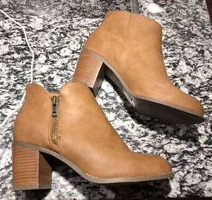 Torrid Cognac Zip Side Ankle Boots Women’s Size 10 - Picture 1 of 8