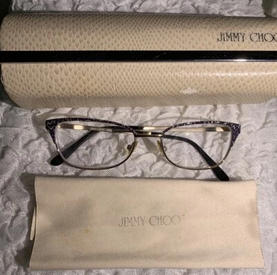 Jimmy Choo 92 черный/синий металлический Cat глаза овальные очки ОПРАВЫ только - Изображение 1 из 4