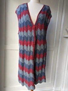 Crocheted Vest Sleeveless Handmade Approx Size M Button Up Boho - Picture 1 of 7