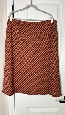 Pierre Cardin Women’s Skirt Pull on Houndstooth Red/Tan Elastic Waist Midi Sz 20 - Image 1 of 4