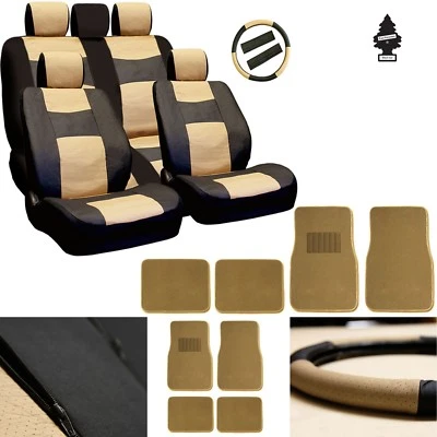 For Jeep New PU Leather Car Truck SUV Auto Seat Cover Front Rear Mats Set  - Image 1 of 4