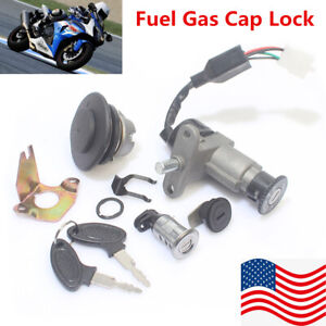 1 Set Modified Motorcycle Bike Fuel Gas Cap Ignition Switch Key Seat Lock Kit US