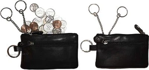 Lote de 2 Monederos Cambiadores de Cuero 3 Anillos 2 Bolsillos con Cremallera. estuche moneda negro sin marca bn - Imagen 1 de 12