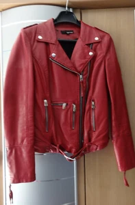 Tally Weijl Lederjacke mit Teddyfell Warmfutter Bikerjacke Kunstleder rot 34 - Bild 1 von 14