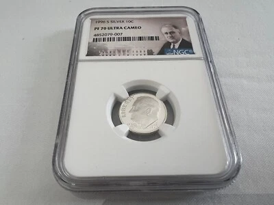 1996-S SILVER ROOSEVELT DIME NGC PF70 ULTRA CAMEO "PORTRAIT LABEL" TOP POP - Image 1 of 4