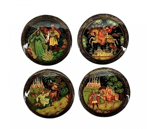 Vintage russische Palekh lackierte Broschen, um 1980 Konvolut 4 - Bild 1 von 1