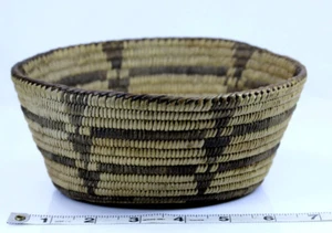 Fine 2 color antique Pima Indian grass basket 3.25" x 7.25" - Picture 1 of 5