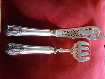 Couverts de service à poisson ancien ARGENT - Photo 1/4