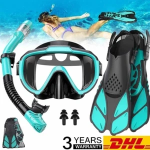 Profi Schnorchelset Erwachsene mit Flossen,Anti-Fog Panorama Taucherbrille ML-XL - Bild 1 von 13