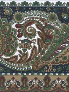 MULTI-COLOR PAISLEY ON WHITE WALLPAPER BORDER - Picture 1 of 1
