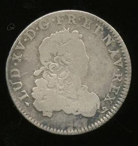 Louis XV (1715-1774) 1/3 D' ECU French 1721 B Rouen - Picture 1 of 2