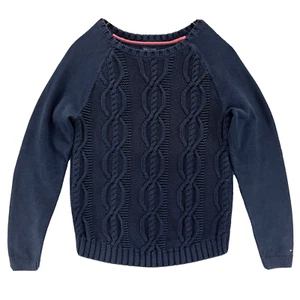 Tommy Hilfiger Suéter Mujer Medio Azul Tejido con Cable Pullover Cuello Barco Damas - Imagen 1 de 9
