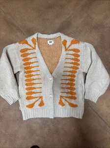 Obey Sweater Cardigan Womens Tan + Orange Chunky Knit size XS Y2K - Picture 1 of 7