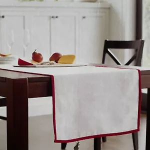 Threshold Linen Christmas Table Runner, White with Red Velvet Edge 20"x90" - Picture 1 of 2