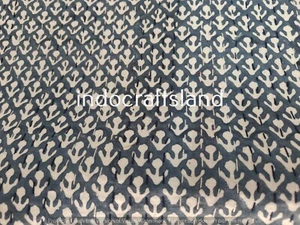 Indian Hand Block Print King Size Cotton Kantha Quilt Throw Blanket Bedspread - Picture 1 of 6