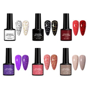 Nail Polish Crackle Gel UV Nail Gel Nail Varnish Air Dry Crackle Base Top Coat - Picture 1 of 18