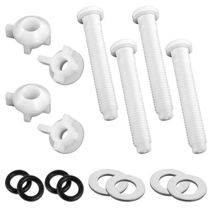 4 PZ Viti Coperchio WC, Kit Bulloni Sedile WC Universale Plastica Bianca Bracke... - Foto 1 di 6