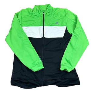 Adidas Marathon 10 Track Sportjacke Größe L 3 Streifen grün schwarz weiß - Bild 1 von 5