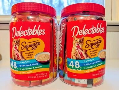 2x Hartz Delectables Apretar Gato Golosinas para Adultos Gato Paquete de 48 Exp 03/2027 Foto 1 de 4