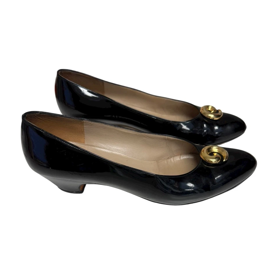 Zapatos de tacón Gancini de charol negro Salvatore Ferragamo de colección para mujer talla 7,5B Foto 1 de 4