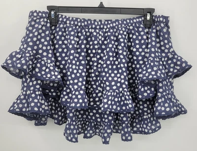 Aerie Skirt Womens XXL Blue Dots Tiered Ruffle Flirty Romantic Mini Boho - Image 1 of 4