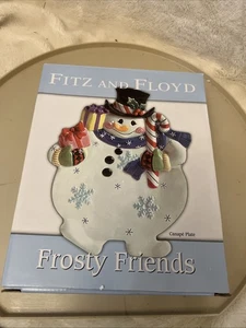 New Fitz and Floyd Frosty Friends Snowman Canape Plate Christmas Serving Dish NI - Picture 1 of 4