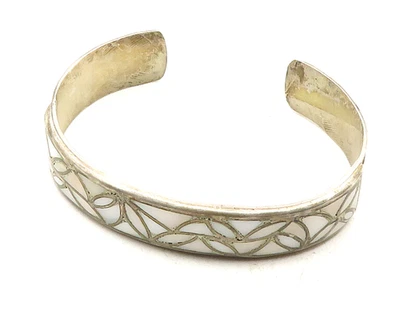 Brazalete ZUNI 925 de plata de ley vintage con incrustaciones de ágata BT4414 Foto 1 de 4