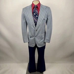 Vtg Penneys Leisure Suit Mens 42 Jacket 36 29 Pants MCM Disco Towncraft 60s 70s - Picture 1 of 24