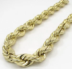 14 Karat Gelbgold plattiert über 925 Sterling Silber Seil Kette Herren Halskette 9 mm - Bild 1 von 3