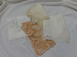 Lot of 4 ~ Vintage Handkerchief ~ Hankie ~ Hanky ~ Lace ~ Scallop Edge - Picture 1 of 22