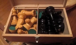 VinTagE Frankreich LARDY STAUNTON Buchsbaum Schachfiguren gewichtetes Turnier Schachspiel - Bild 1 von 13