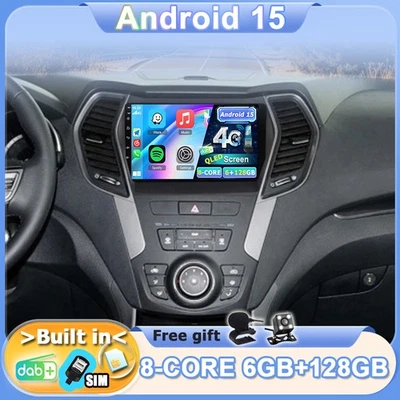 Für Hyundai ix45 Santa Fe 2013-2017 Android 15.0 Autoradio DAB+ GPS Navi 4G QLED - Bild 1 von 4