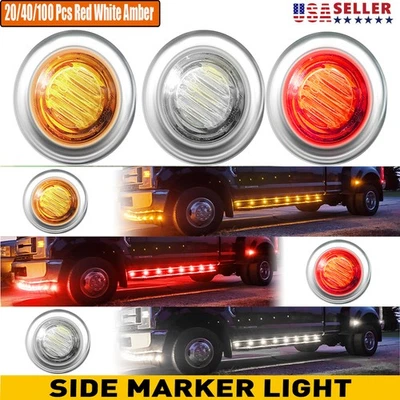 20-100 piezas luces de señalización laterales LED redondas de 3/4" con separación de bala para camión remolque RV Foto 1 de 4