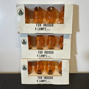 Vintage  ORANGE Olympic Specialty 12 Christmas  lights/lamps C 7 1/2 -3 Boxes 4 - Picture 1 of 3