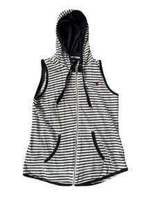 Women’s Tommy Hilfiger Sport Sleeveless Hoodie White/navy Size Large - Picture 1 of 5