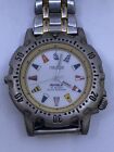 Nautica Men's Diver's Watch w/ Ship Sailing Flags Indiglo 50m WR Silver Gold