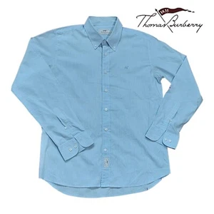 Thomas Burberry Shirt For Men's Bleu Casual Regular Fit Down-Button Dress Sz XL - Picture 1 of 11