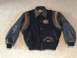 Vtg Harley Davidson Owner's Group "HOG" Made in USA Letterman Style Jacket Sz L - Picture 1 of 9
